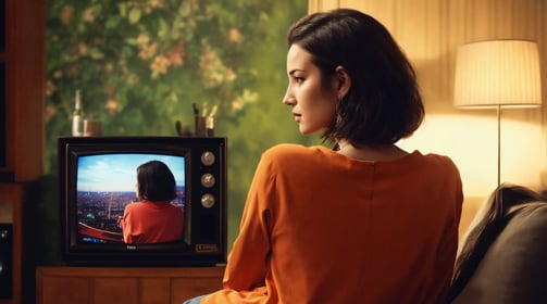 femme seule qui regarde la télé