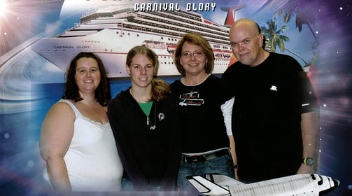 Sheila, Kyrstin, Lady and The Pirate board Carnival Glory