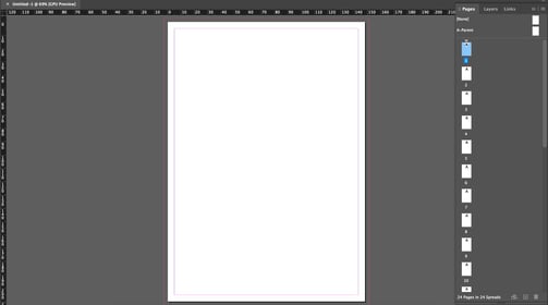 Example of an InDesign interface showing a 24-page document setup