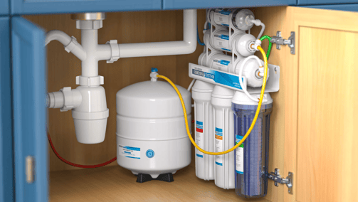 a kitchen sink with a water filterer and a water filterer