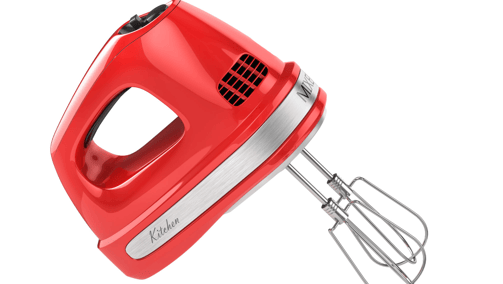 a red hand held mixer with a red hand held mixer