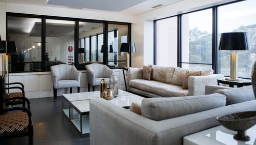 Comfortable patient lounge in central Lisbon fertility clinic