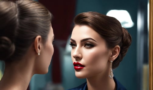 femme qui s'admire dans un miroir