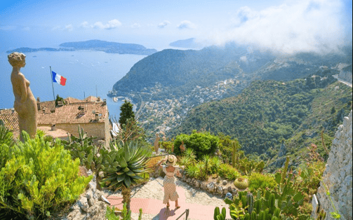 View from Eze village on the sea and cap d'Antibes