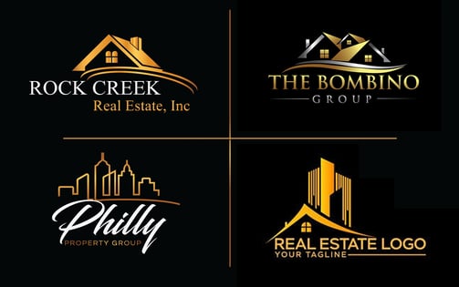 a set of four logos for real estate