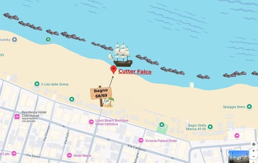 Cutter Falco mappa, bagno 68 e 69 Cattolica 