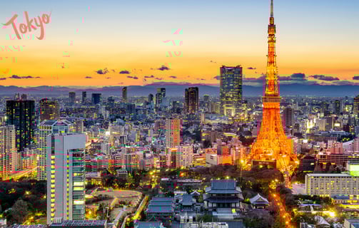 a cityscape of tokyo at night time