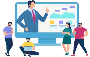 Image showing a man highlighting the value statement to students.