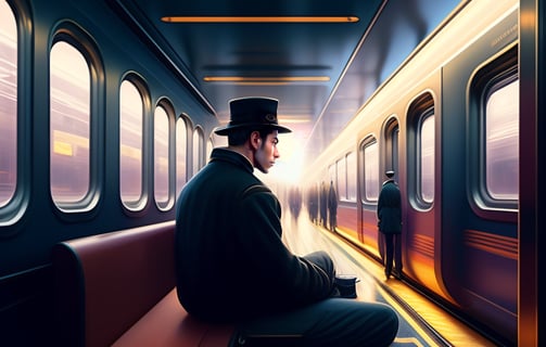 homme pensif dans une rame de métro