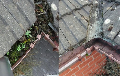 beforew and after pictures of guttering cleane by keystone property care