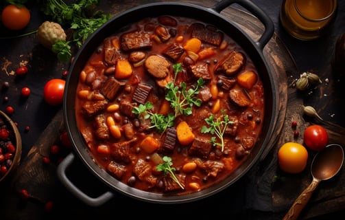 a pot of cocido madrileno stew, best enjoyed in Madrid, Spain