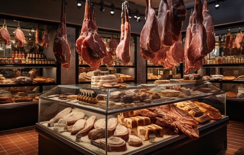 a specialty meats shop in Andalusia, Spain