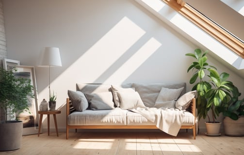 light-drenched interior of an apartment rental in Basque Country, Spain