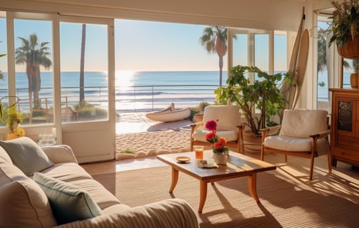 interior of a beachfront vacation home rental in Valencia, Spain