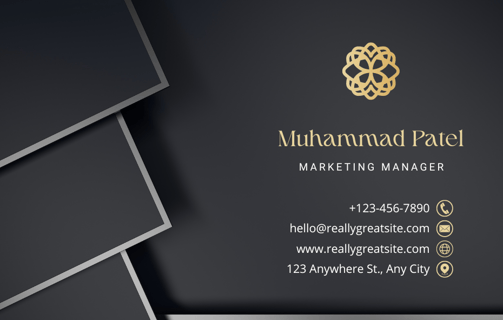 a business card with a gold foil foil business card