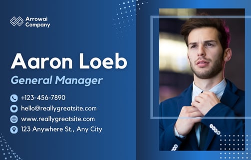 a business card with a business card for aaron loebeck