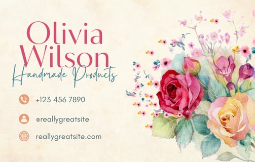 a business card with a bouquet of flowers