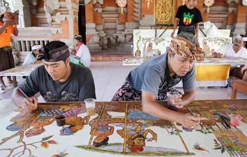 a group of people are Traditional Batik