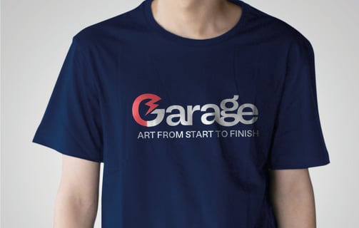 Logotipo da Garage Datalink, com a frase "arte do começo ao fim", destacando cabos para instrumentos musicais.