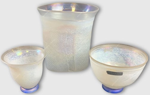Vase et coupes Network Blue de Bertil Vallien pour Kosta Boda