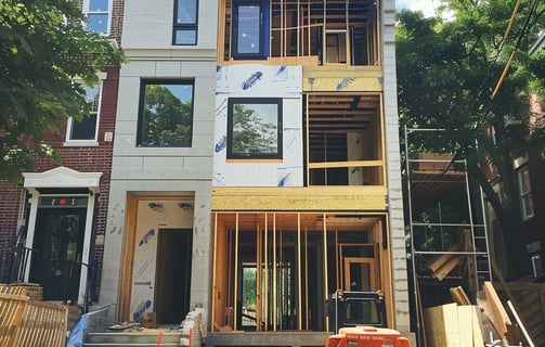 a construction worker is working on a house