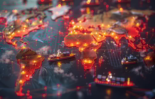 Ai Generated Image showcasing Global Supply Chain Network. Verkora. 