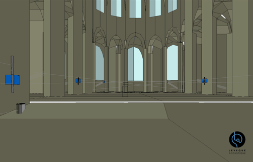 simulation 3d de l'étude acoustique gros plan