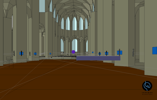 modelisation 3d de la cathédrale issue de l'étude acoustique