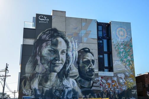 Mural by Peter CTO Seaton in Brunswick East, Melbourne