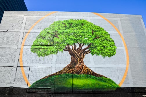 Mural by Mike Makatron and Conrad Bizjak in the CBD of Melbourne