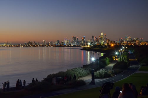 View over Melbourne from Point Ormond at sunset
