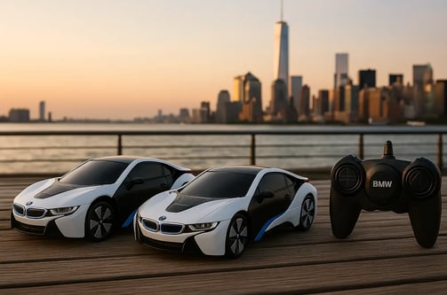 Carro a control remoto BMW con vista al mar