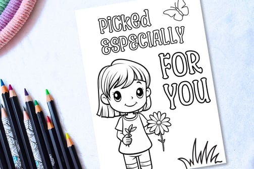 Digital Printable Coloring Birthday Card for Kids