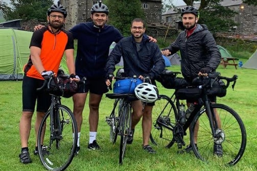 Group photo during a bikepacking trip in Yorkshire dales