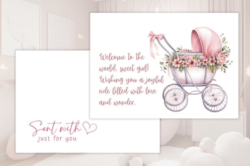Printable newborn baby girl card