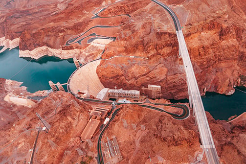 fly over hoover dam on your way to grand canyon