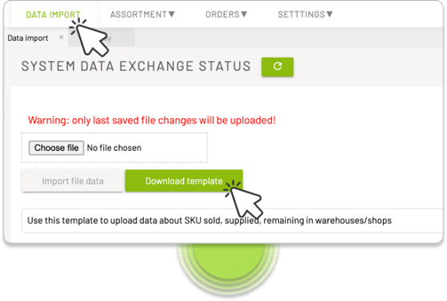 FluentStock - manual data import xls window. Inventory management tool