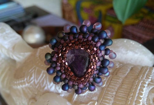 handmade beaded ring with miyuki beads