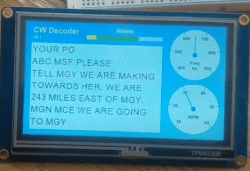 Nextion display for the Arduino cw decoder