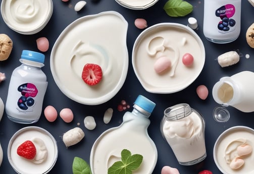 A person in a professional setting is seated at a desk with a white coat on. There is a laptop to the left and a clipboard with papers in front. A bowl of fresh fruits including bananas and apples is on the right side of the desk. Several certificates or diplomas are hung on the wall in the background.