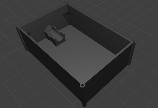 3D render of a potting box with integral strain relief