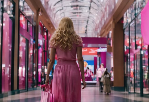 femme, shopping, zone commercial