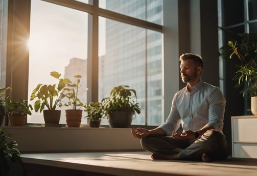 Méditation matinale inspirée de Marc Aurèle en entreprise moderne