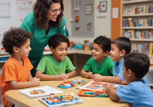 A young child is engaging with a pastel-colored activity board featuring removable pieces with animal illustrations. The pieces are circular and designed to fit into specific slots. The child's clothing is soft purple, complementing the subtle tones of the board.