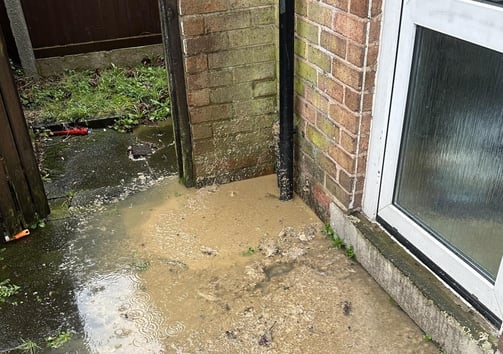 A blocked gully in Blackpool