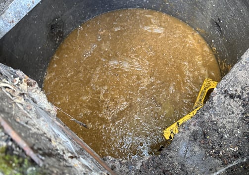 A backed up Septic Tank before Planned Preventative Maintenance being carried out