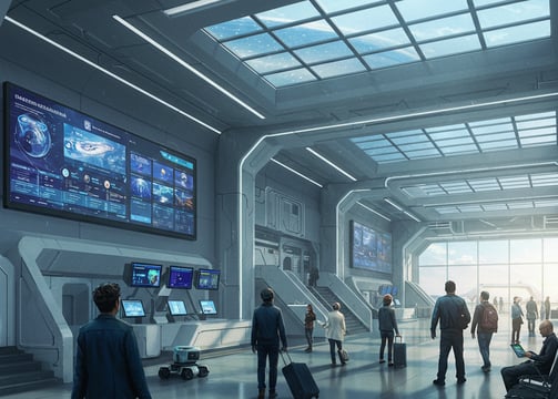 Futuristic departure lounge