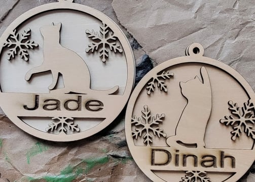 Wooden Cat Ornaments