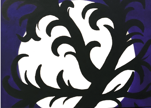 Visionary healing art dreamscape acrylic painting, titled, Shadow Self