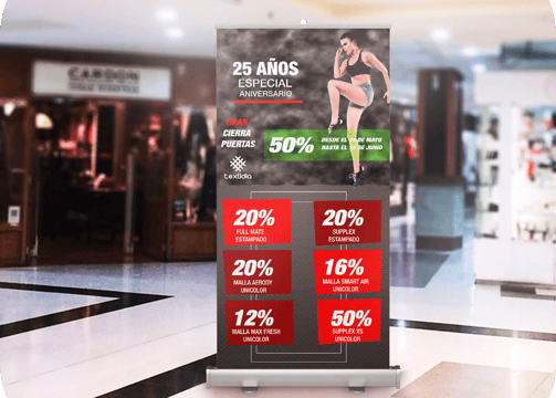impresión de gigantografías en banner, roll screen 2x1 personalizado